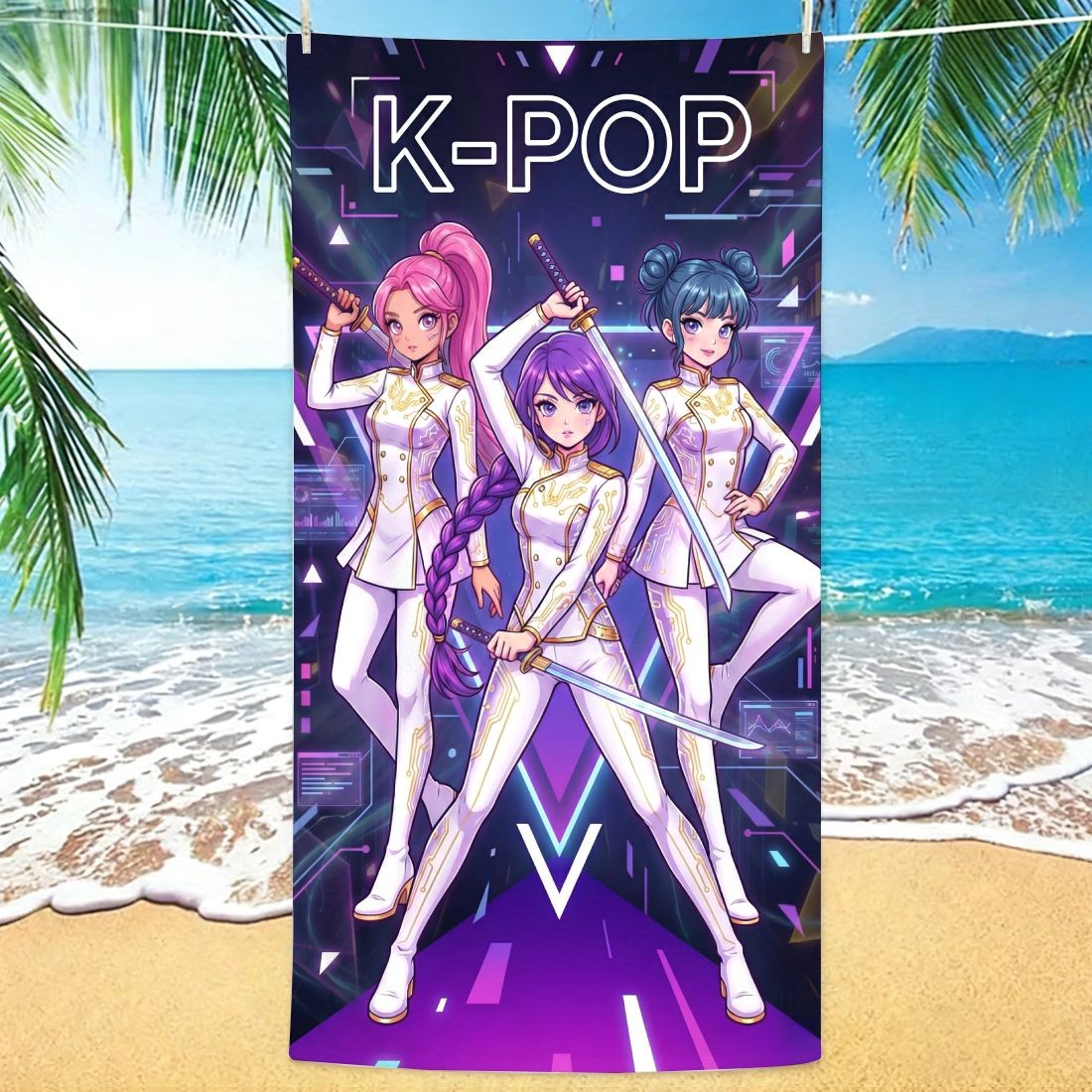 Yoga Fitness Group - K-POP Style Beach Towel Girl Group